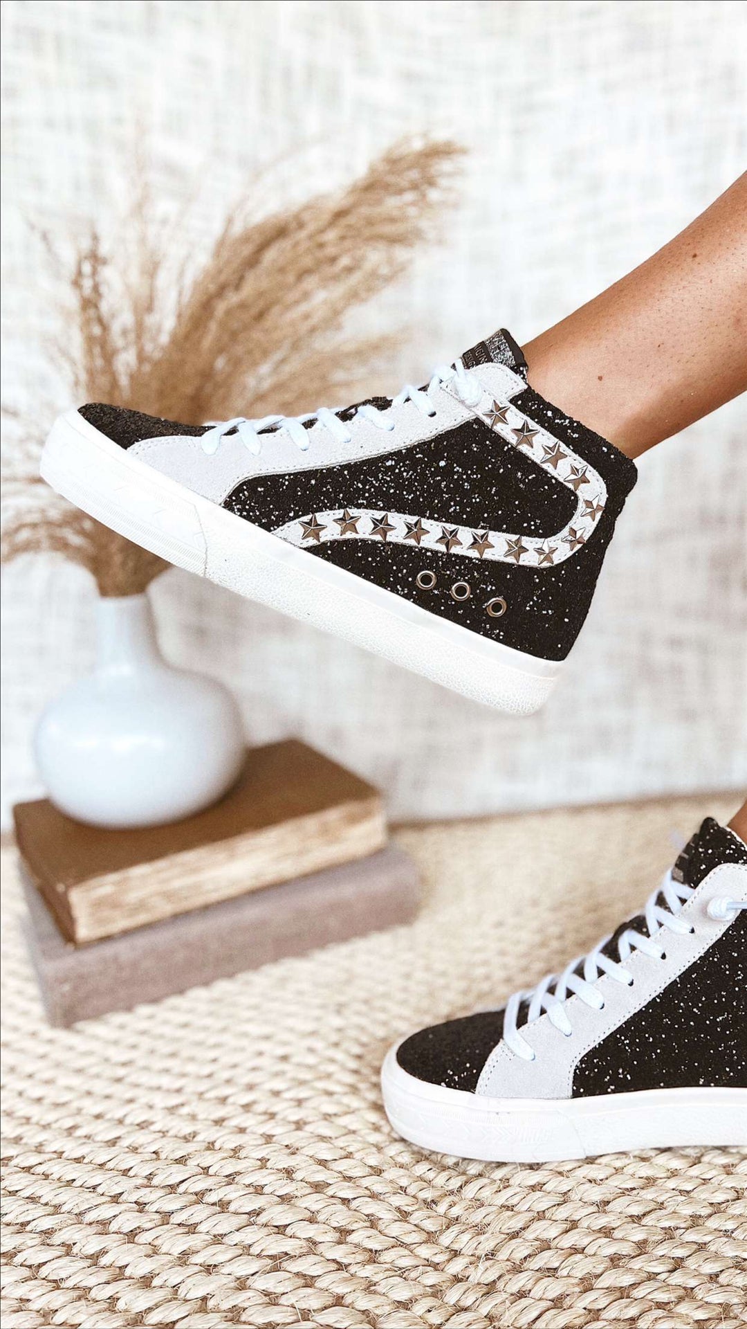 Sparkly high shops sneakers